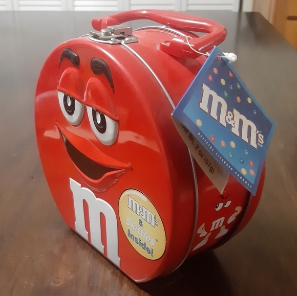 M&M Red Mini Tin Lunchbox With Handle NEW - Picture 2 of 11
